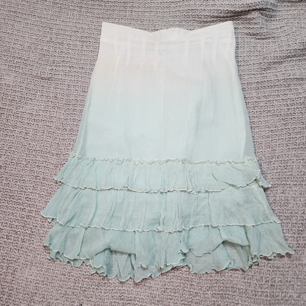 Vintage Jean Bourget Silk Dip Dyed Maxi Skirt Size 10